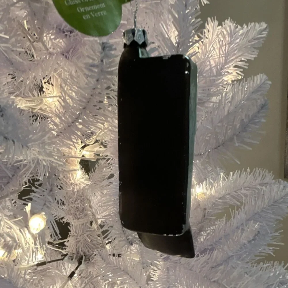 Ashland Glass Flip Phone Ornament Christmas Hanging Silver Black Red